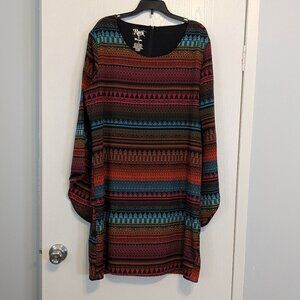 WRANGLER ROCK 47 Burgundy/Brown Short Straight Polyester Dress; Size L